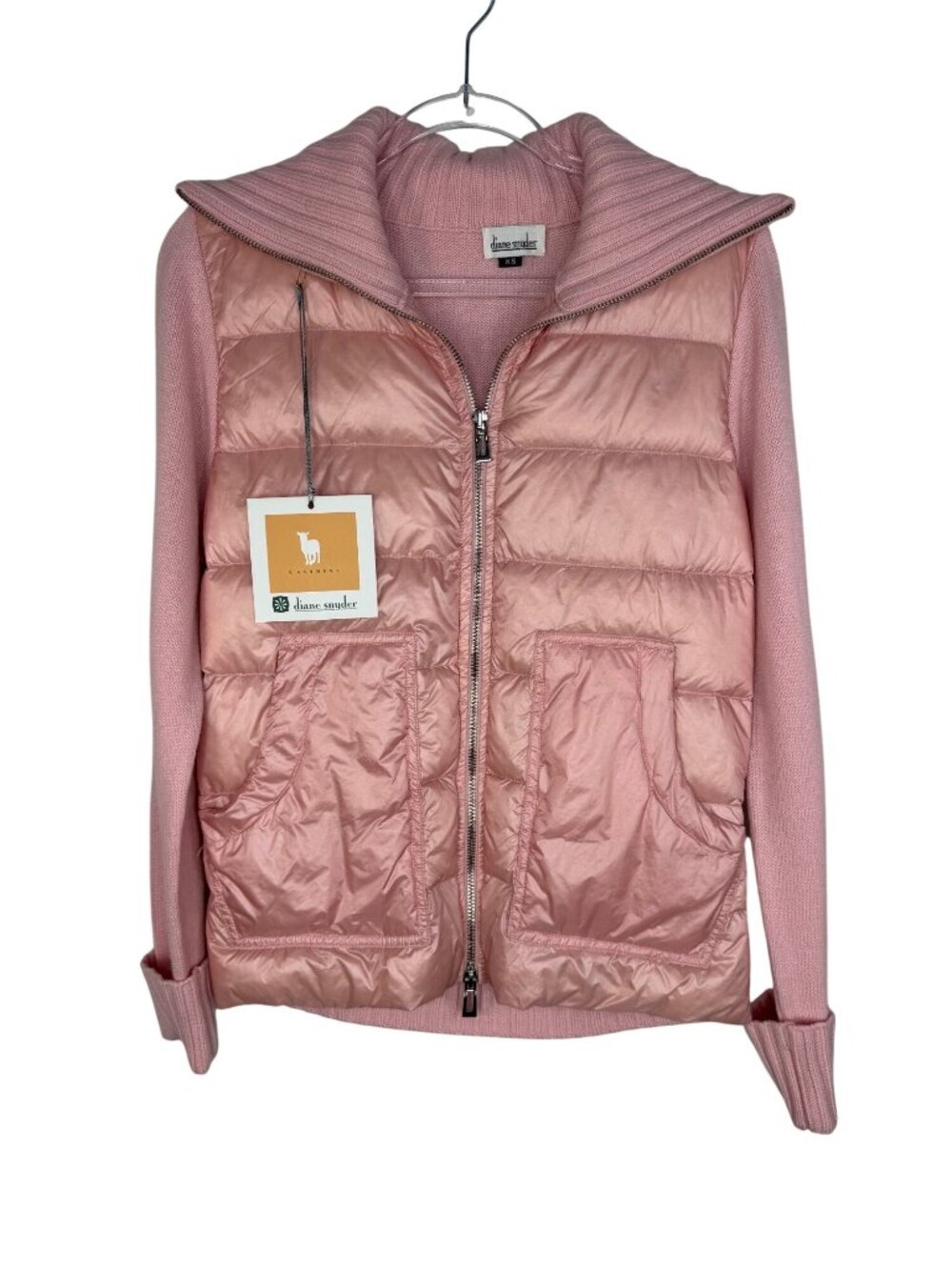 Diane Snyder Cashmere Hybrid Puffer Jacket in Pink Size X-Small NEW!